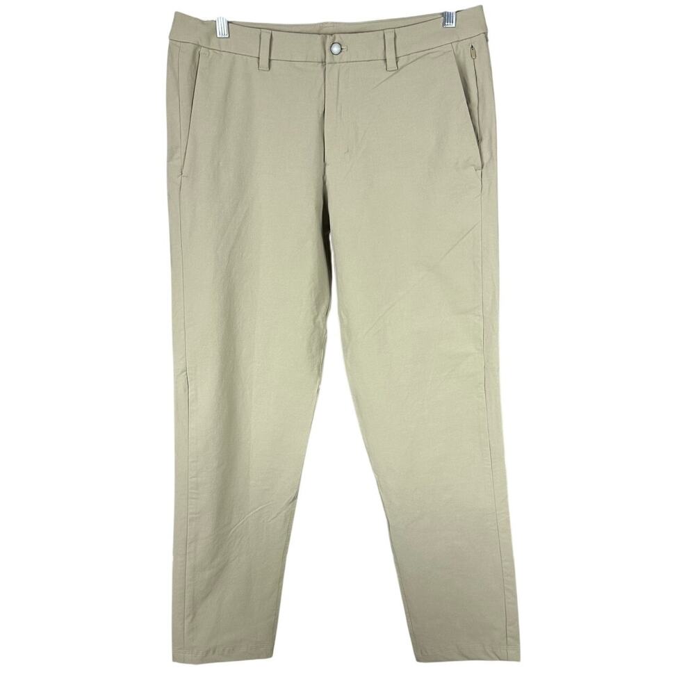 Lululemon Commission Pant Slim Novelty Canvas Tofino Sand Men's 36 x 31 EUC